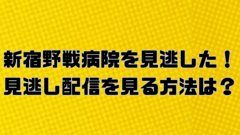 新宿野戦病院を見逃した！見逃し配信を見る方法は？