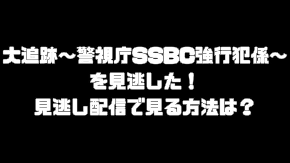 テレビ朝日ドラマ【大追跡～警視庁SSBC強行犯係～】を見逃した！見逃し配信で見る方法は？